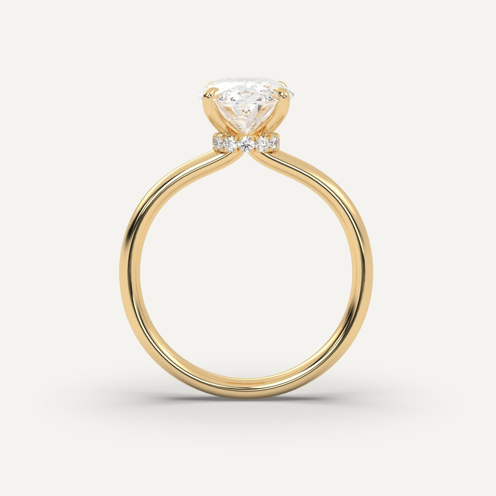 3 Carat Oval Cut Engagement Ring In 14K Yellow Gold