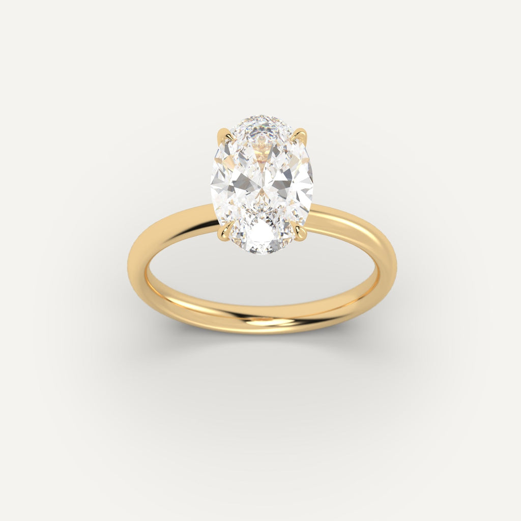 Yellow Gold 3 Carat Engagement Ring On Woman's Hand