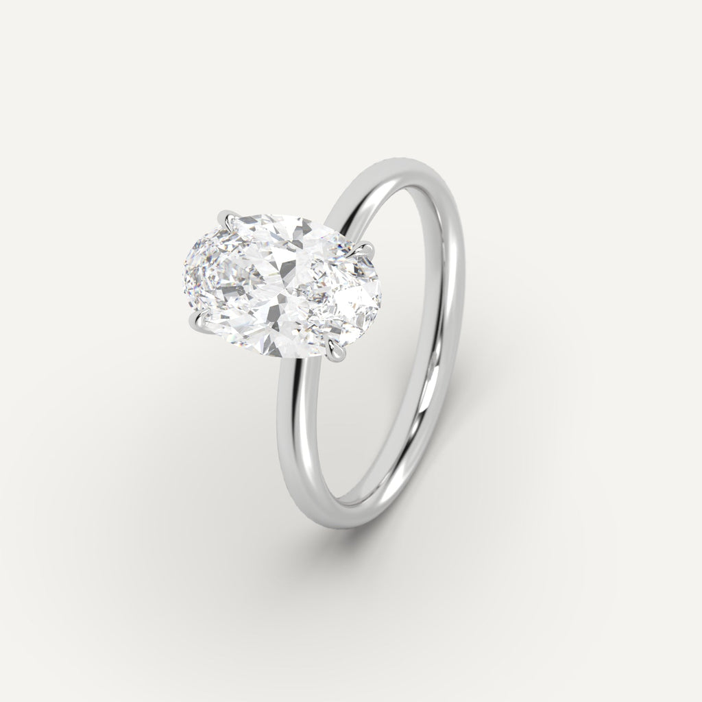 White Gold 3 Carat Engagement Ring Oval Cut Diamond