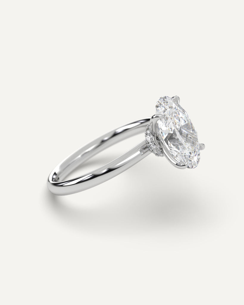 Hidden Halo Oval Cut Engagement Ring 3 Carat Diamond