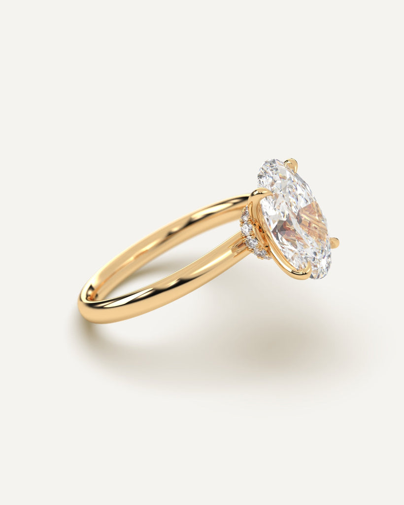 Hidden Halo Oval Cut Engagement Ring 3 Carat Diamond