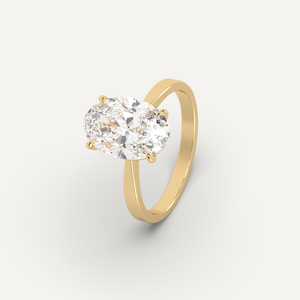 Yellow Gold 3 Carat Engagement Ring Oval Cut Diamond