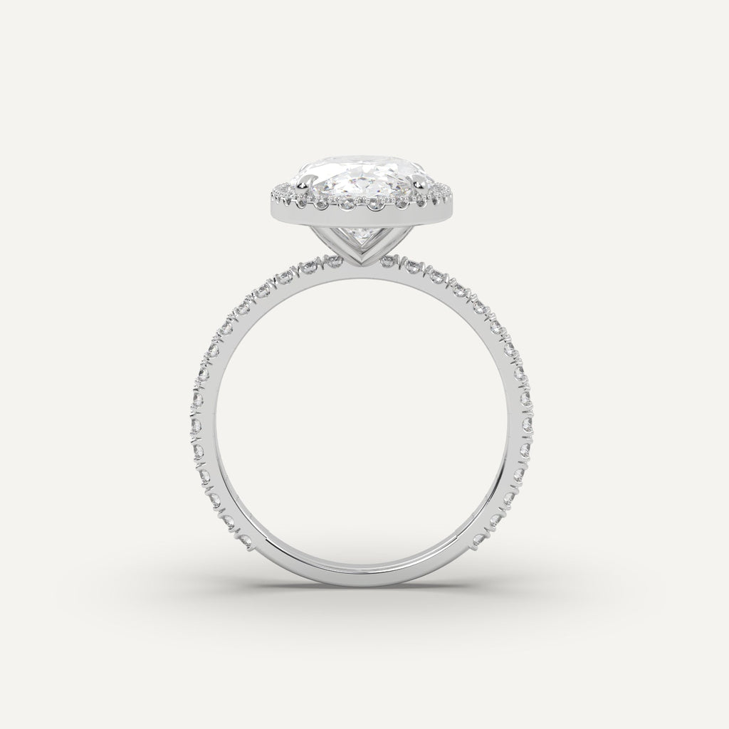3 Carat Oval Cut Engagement Ring In 14K White Gold