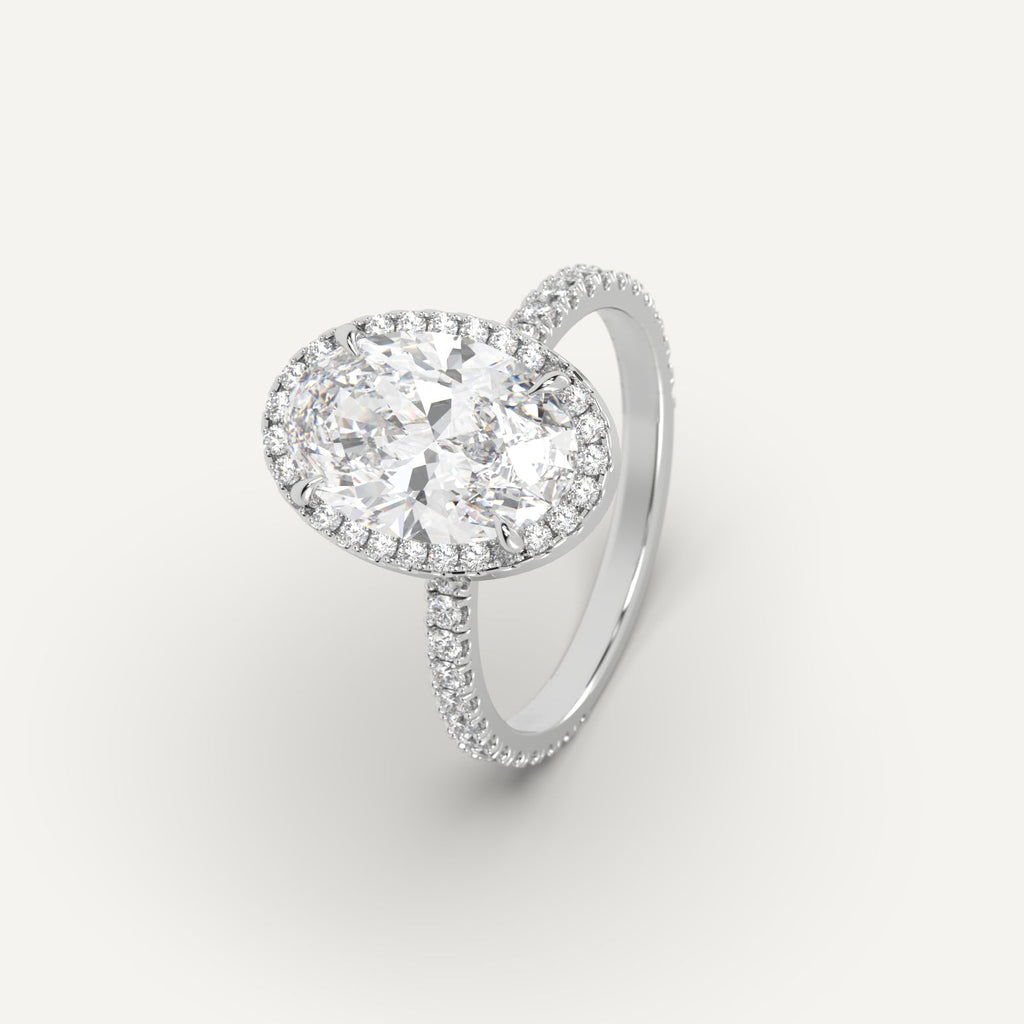 White Gold 3 Carat Engagement Ring Oval Cut Diamond