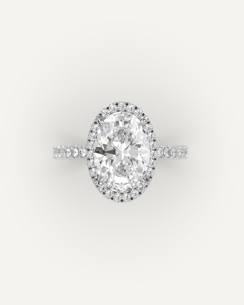Halo Oval Cut Engagement Ring 3 Carat Diamond