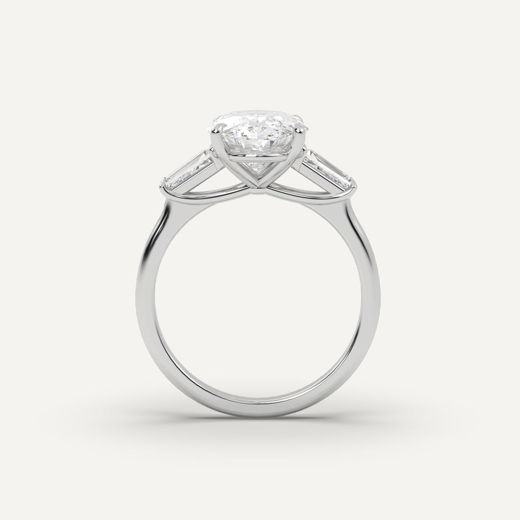 3 Carat Oval Cut Engagement Ring In 14K White Gold