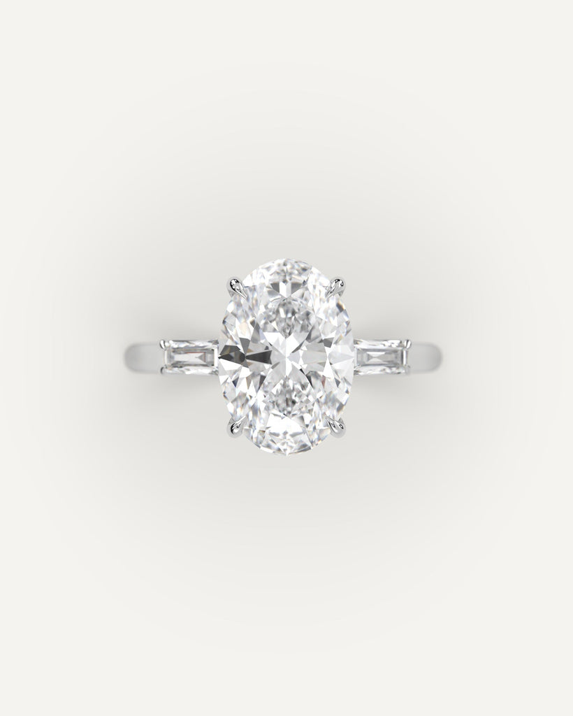 3-Stone Oval Cut Engagement Ring 3 Carat Diamond