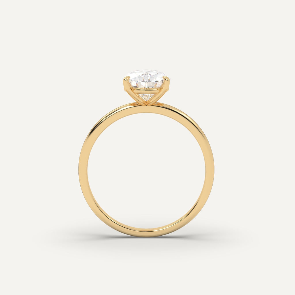 3 Carat Pear Cut Engagement Ring In 14K Yellow Gold