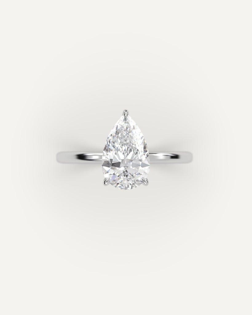 Solitaire Pear Cut Engagement Ring 3 Carat Diamond
