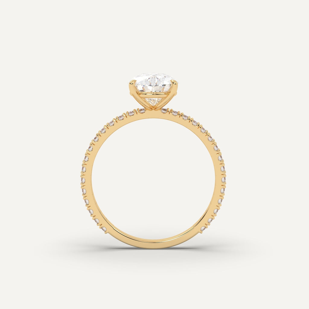 3 Carat Pear Cut Engagement Ring In 14K Yellow Gold