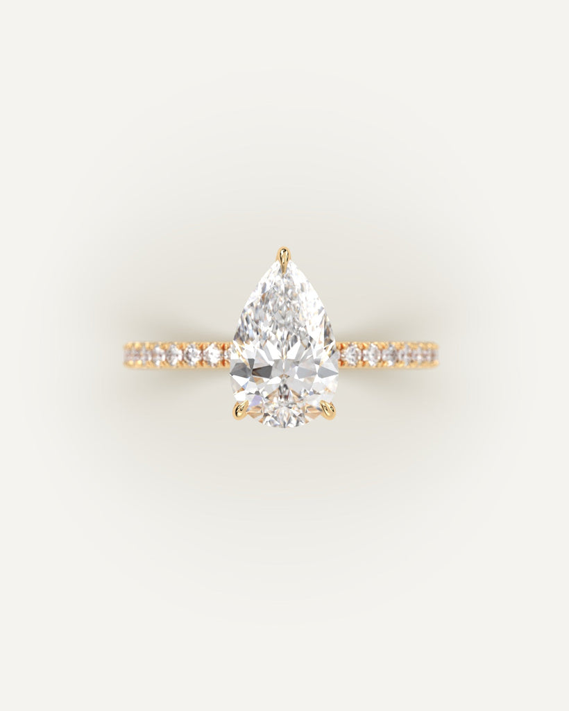 Pave Pear Cut Engagement Ring 3 Carat Diamond