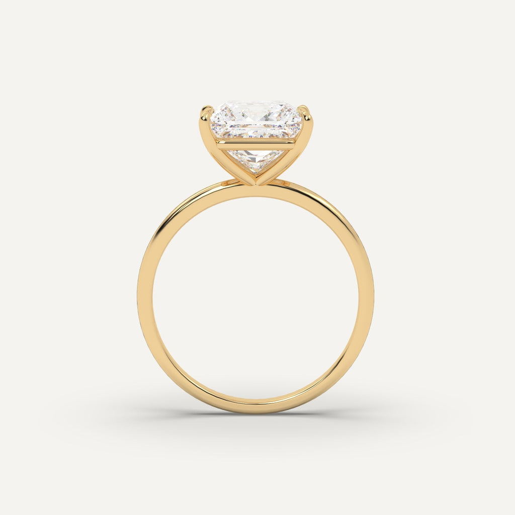 3 Carat Princess Cut Engagement Ring In 14K Yellow Gold