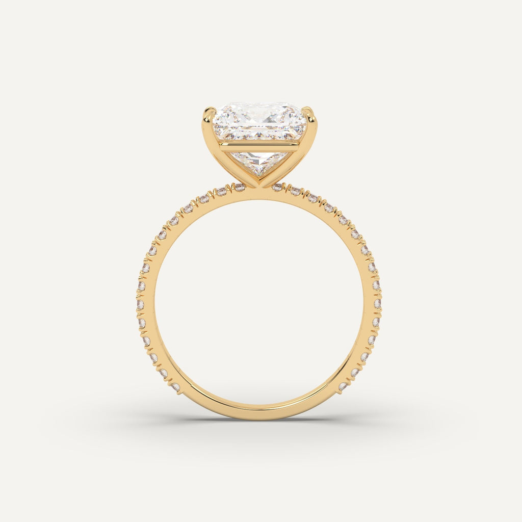 3 Carat Princess Cut Engagement Ring In 14K Yellow Gold