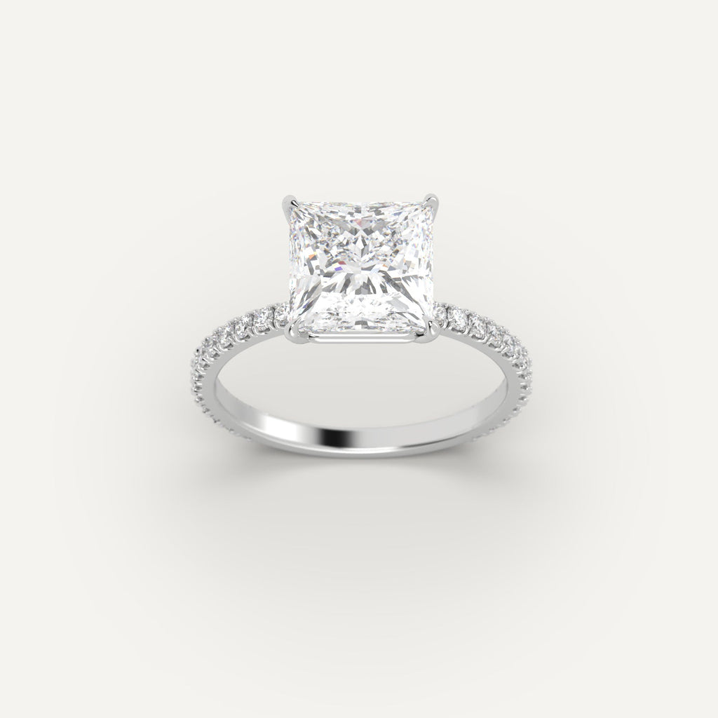 White Gold 3 Carat Engagement Ring On Woman's Hand