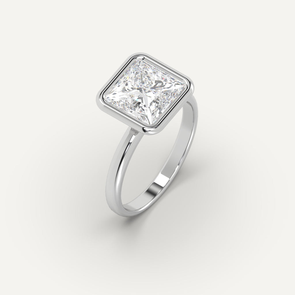 3 Carat Engagement Ring Princess Cut Diamond In 14K White Gold