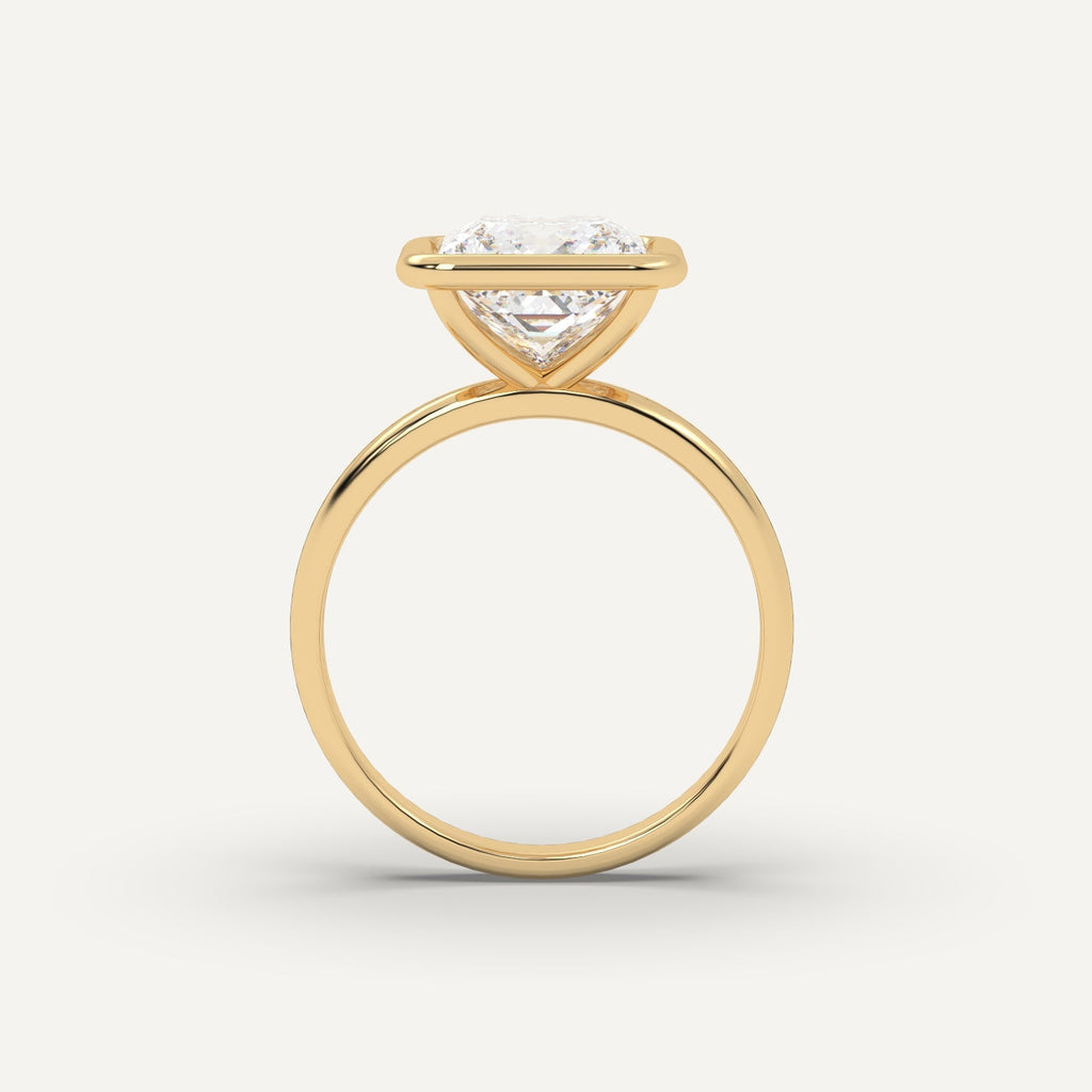 3 Carat Princess Cut Engagement Ring In 14K Yellow Gold
