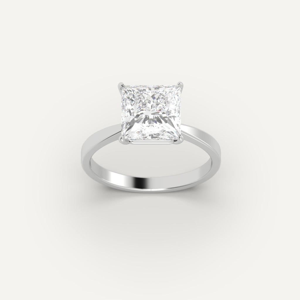 White Gold 3 Carat Engagement Ring On Woman's Hand