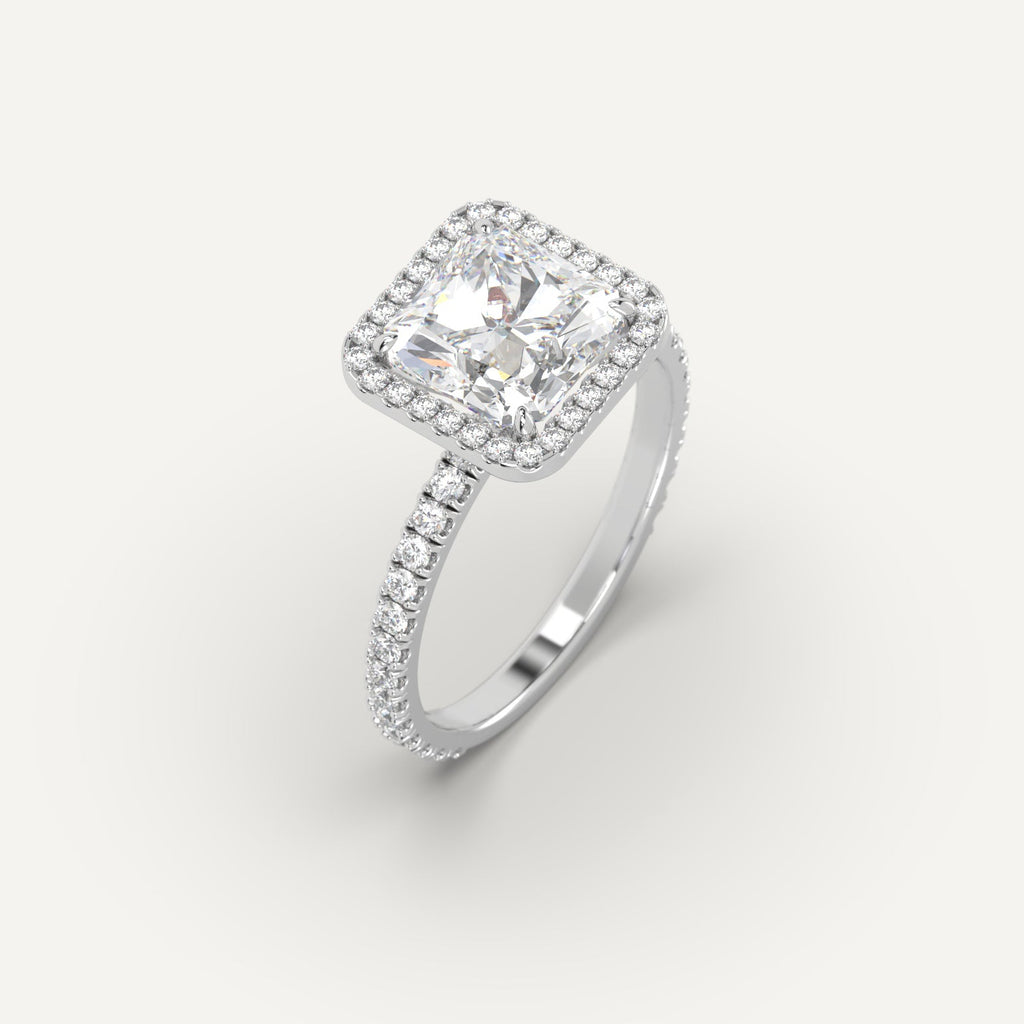 3 Carat Engagement Ring Radiant Cut Diamond In 14K White Gold
