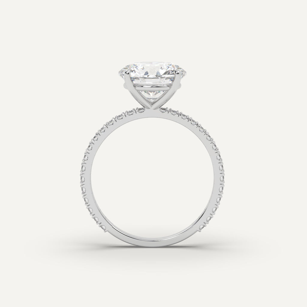 3 Carat Round Cut Engagement Ring In 14K White Gold