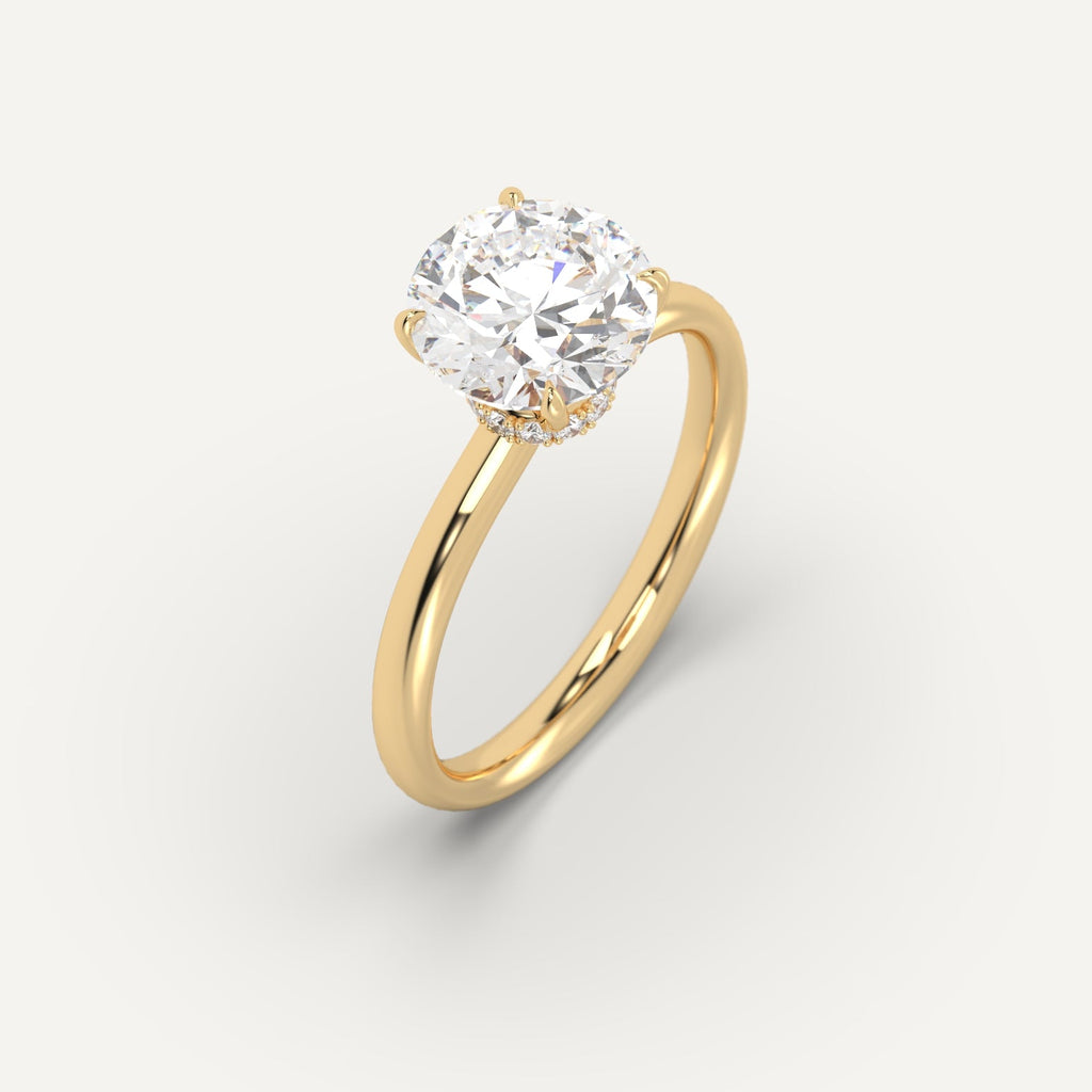 3 Carat Engagement Ring Round Cut Diamond In 14K Yellow Gold