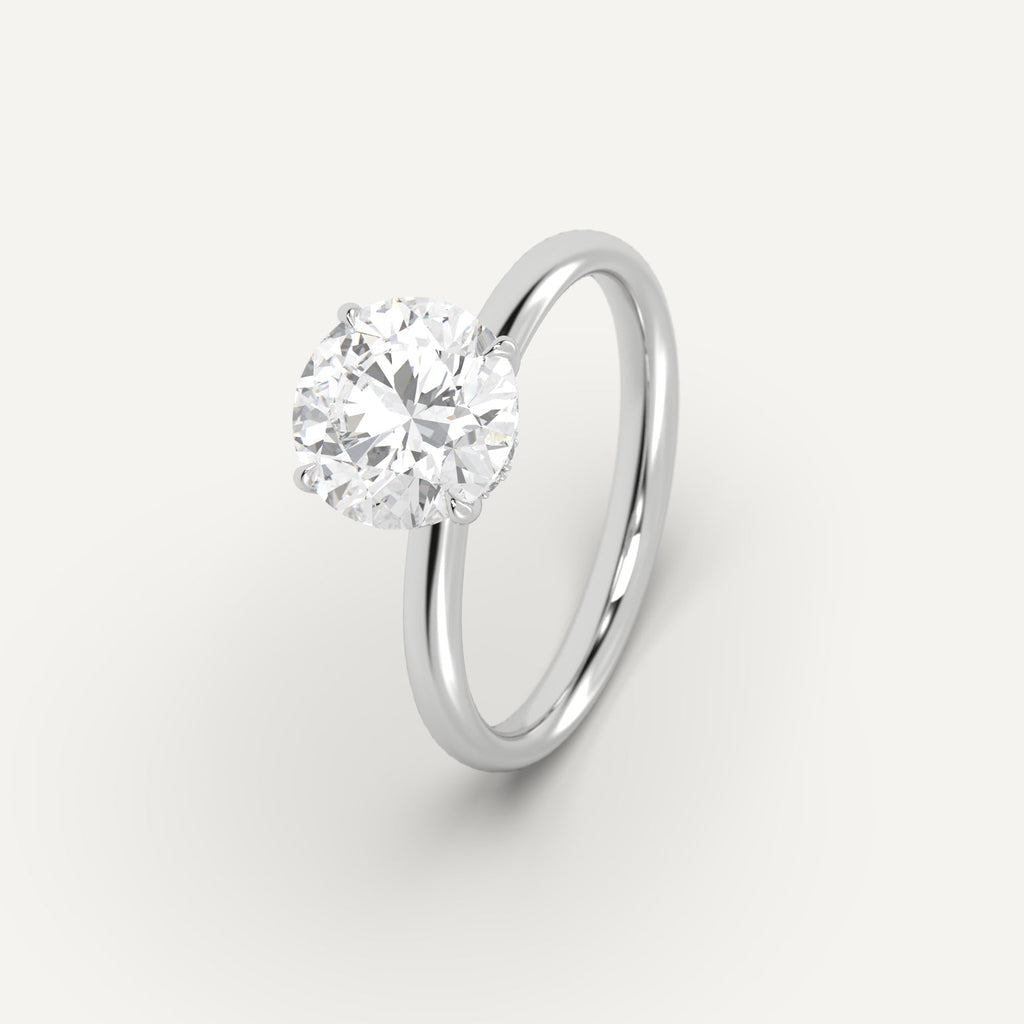 White Gold 3 Carat Engagement Ring Round Cut Diamond