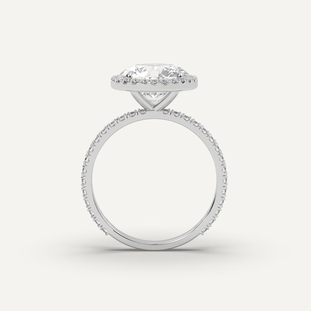 3 Carat Round Cut Engagement Ring In 14K White Gold