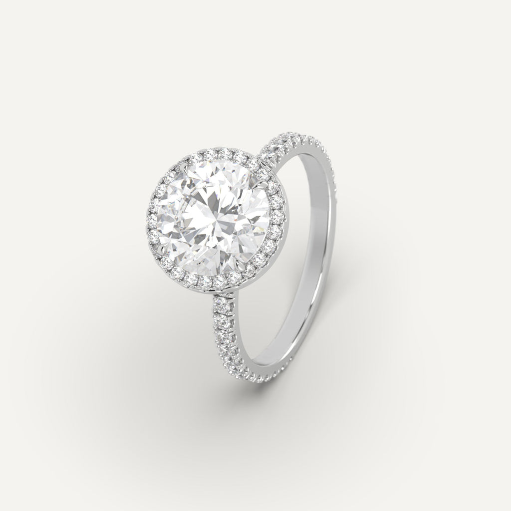 Platinum 3 Carat Engagement Ring Round Cut Diamond