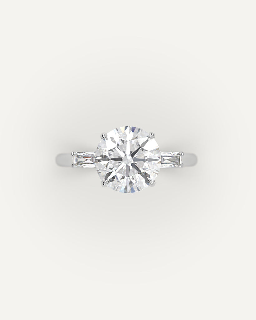 3-Stone Round Cut Engagement Ring 3 Carat Diamond