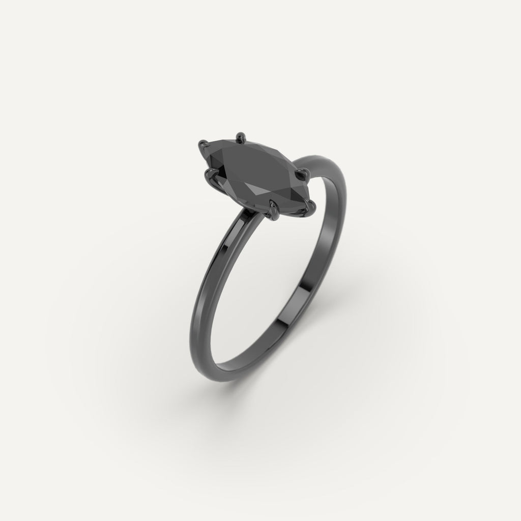 3D Printed 1 carat Marquise Cut Engagement Ring in Platinum Model Sample