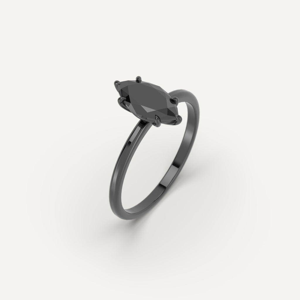 3D Printed 1 carat Marquise Cut Engagement Ring in White Gold Model Sample