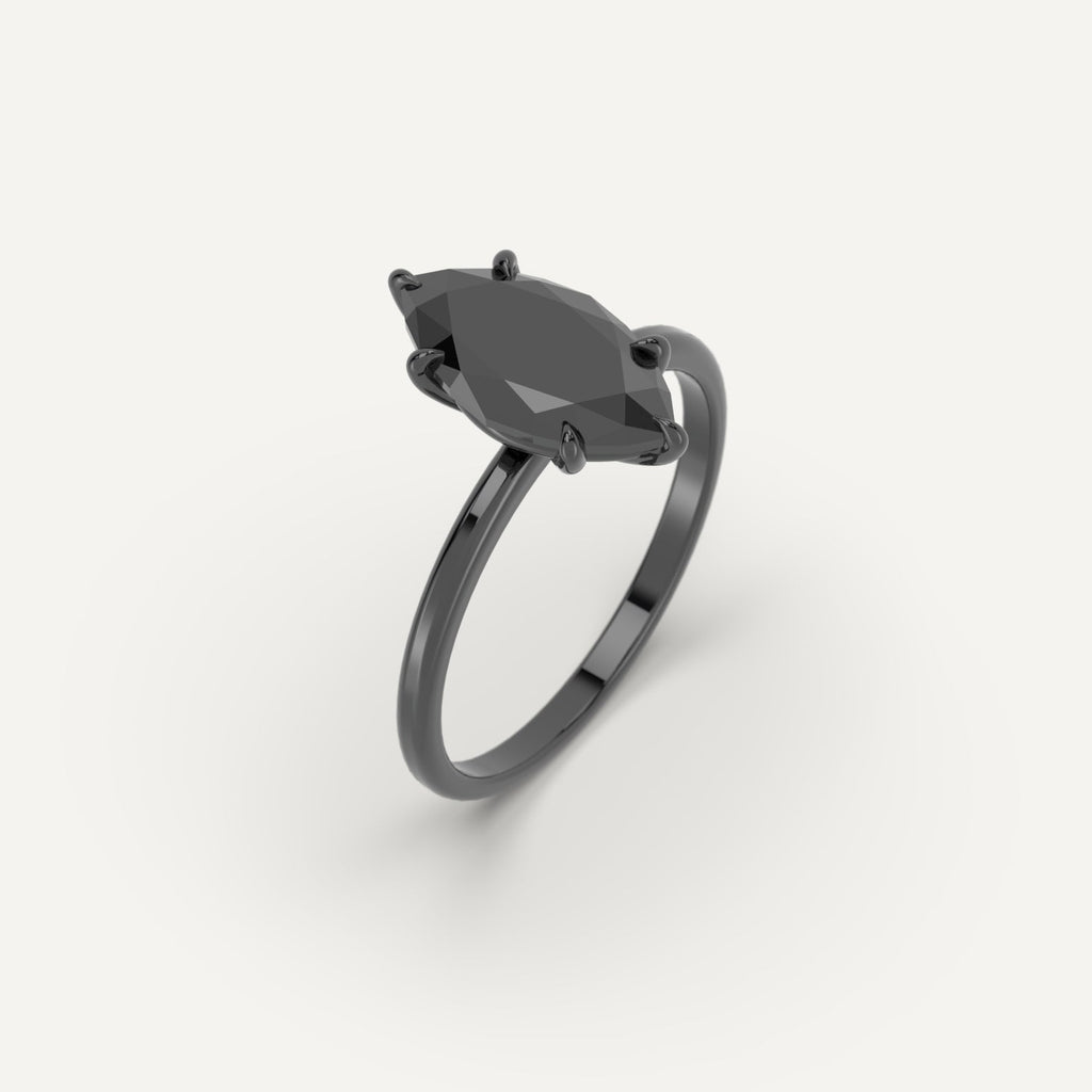 3D Printed 2 carat Marquise Cut Engagement Ring in White Gold Model Sample