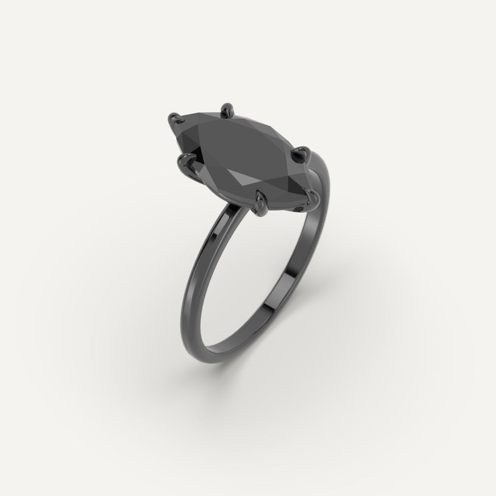 3D Printed 3 carat Marquise Cut Engagement Ring in White Gold Model Sample