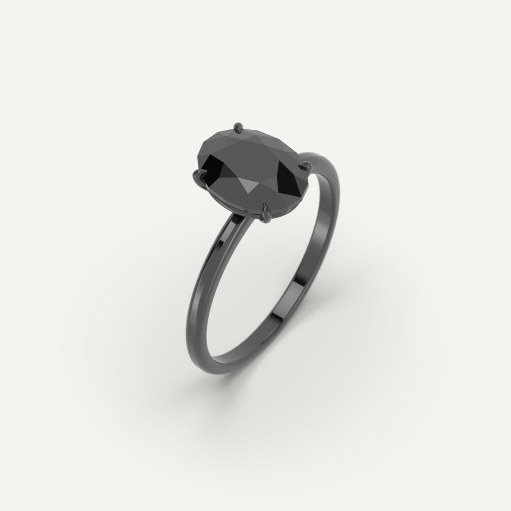 3D Printed 2 carat Oval Cut Engagement Ring in Platinum Model Sample