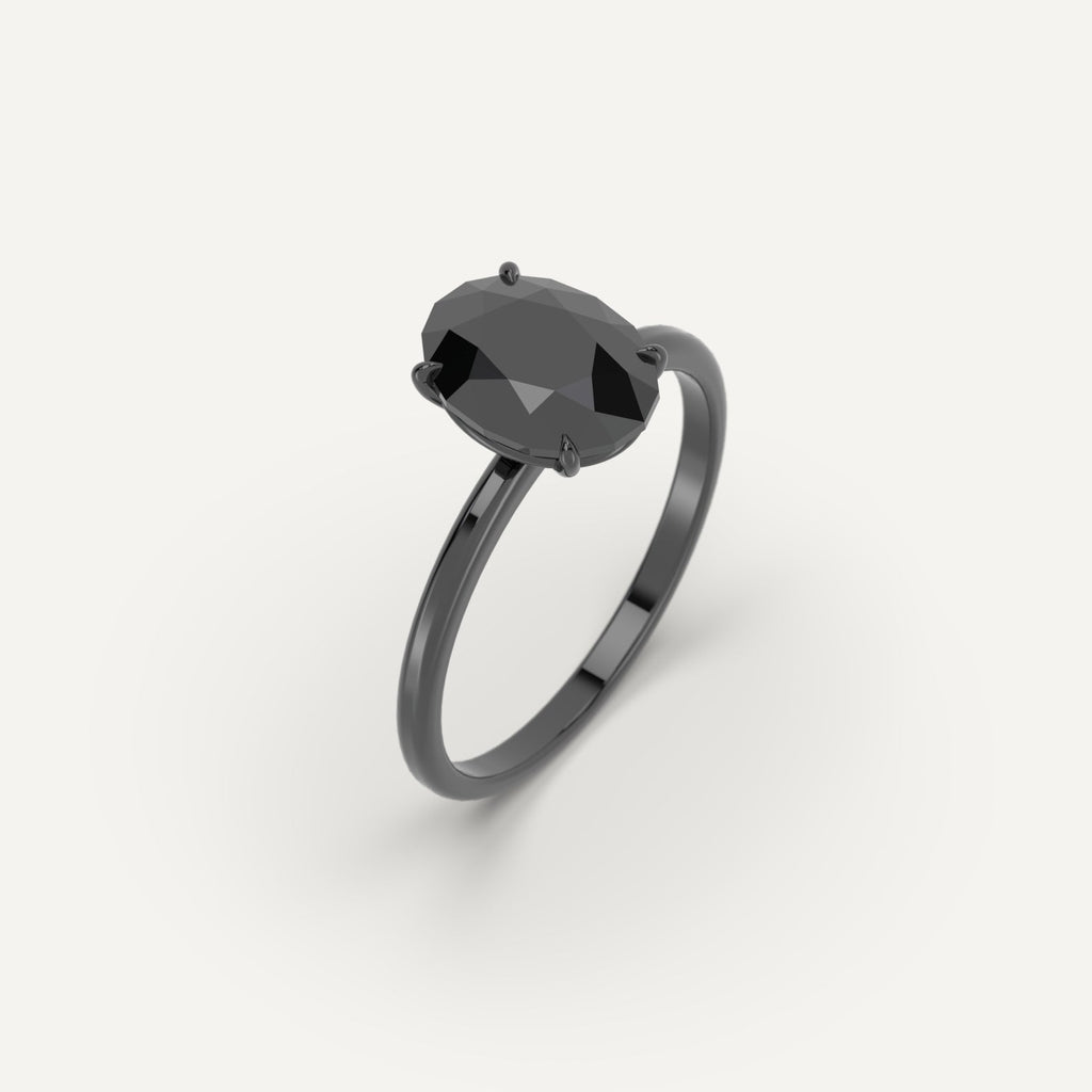 3D Printed 2 carat Oval Cut Engagement Ring in White Gold Model Sample