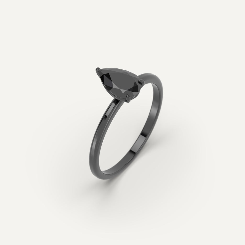 3D Printed 1 carat Pear Cut Engagement Ring in Yellow Gold Model Sample