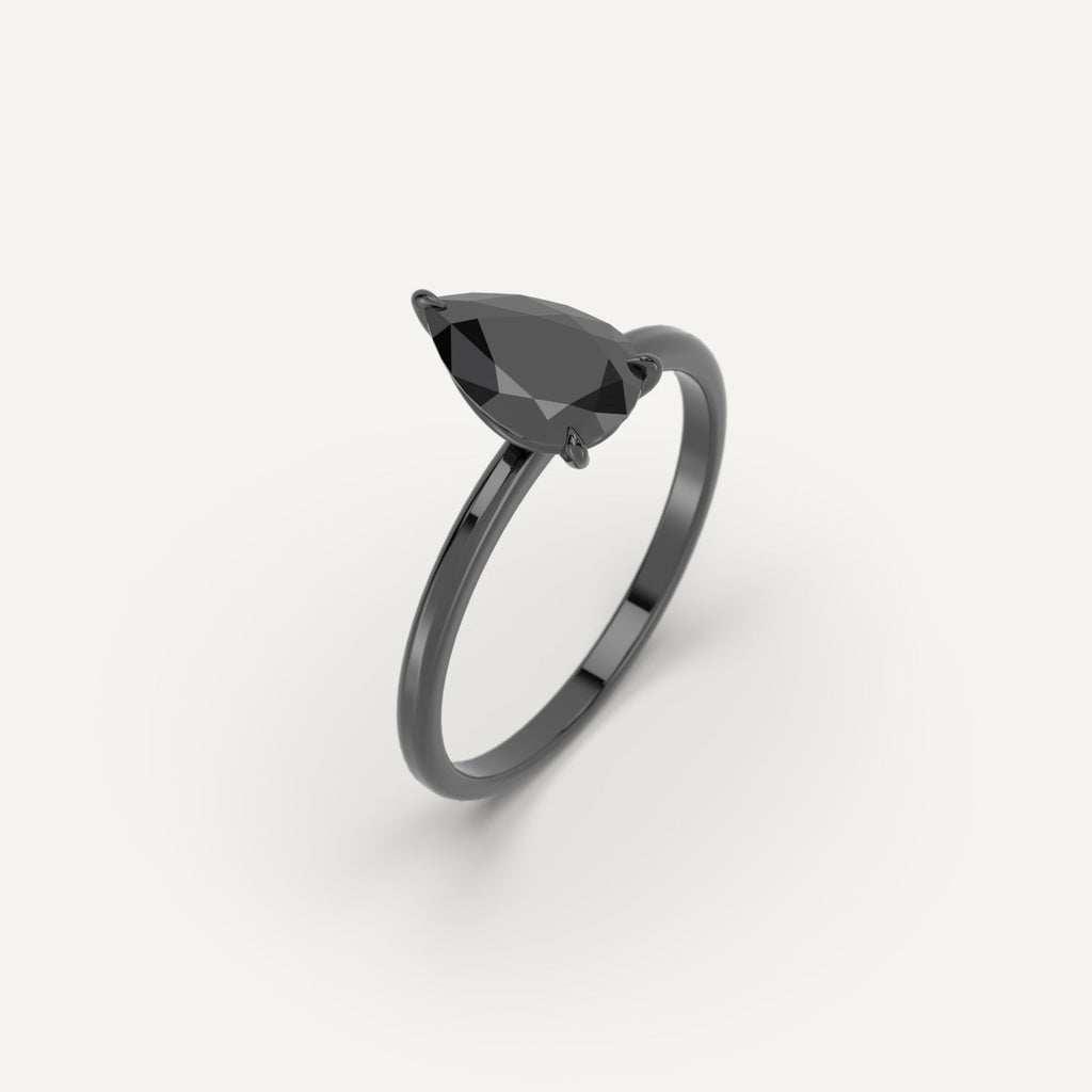 3D Printed 2 carat Pear Cut Engagement Ring in White Gold Model Sample
