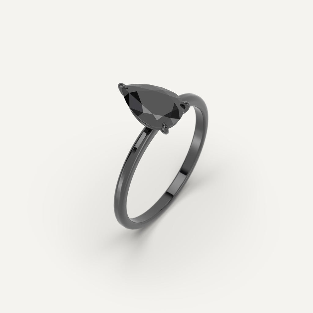 3D Printed 2 carat Pear Cut Engagement Ring in Yellow Gold Model Sample