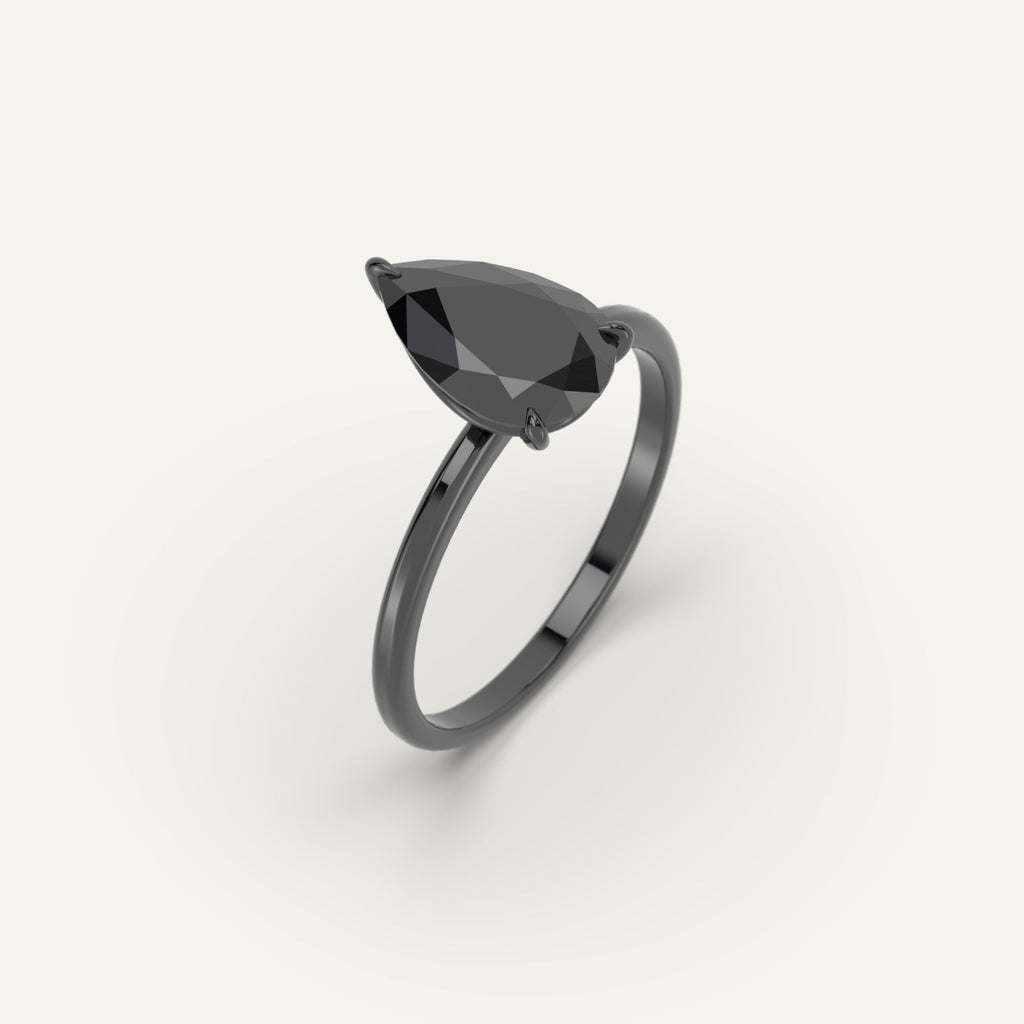 3D Printed 3 carat Pear Cut Engagement Ring in Platinum Model Sample