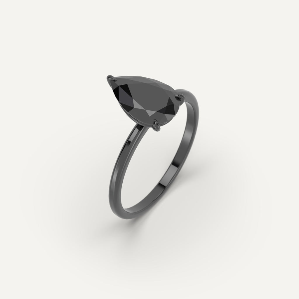 3D Printed 3 carat Pear Cut Engagement Ring in White Gold Model Sample