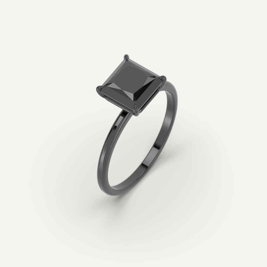 3D Printed 2 carat Princess Cut Engagement Ring in Platinum Model Sample