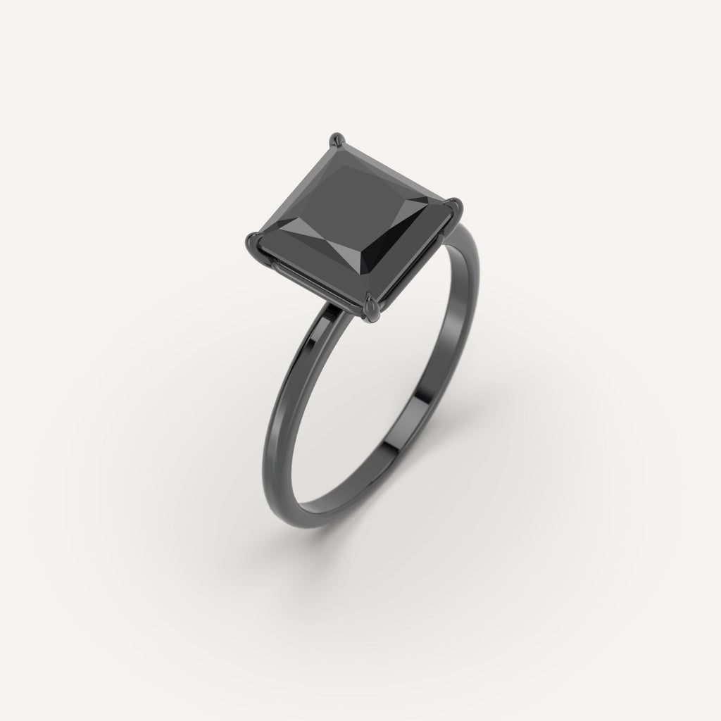 3D Printed 3 carat Princess Cut Engagement Ring in White Gold Model Sample