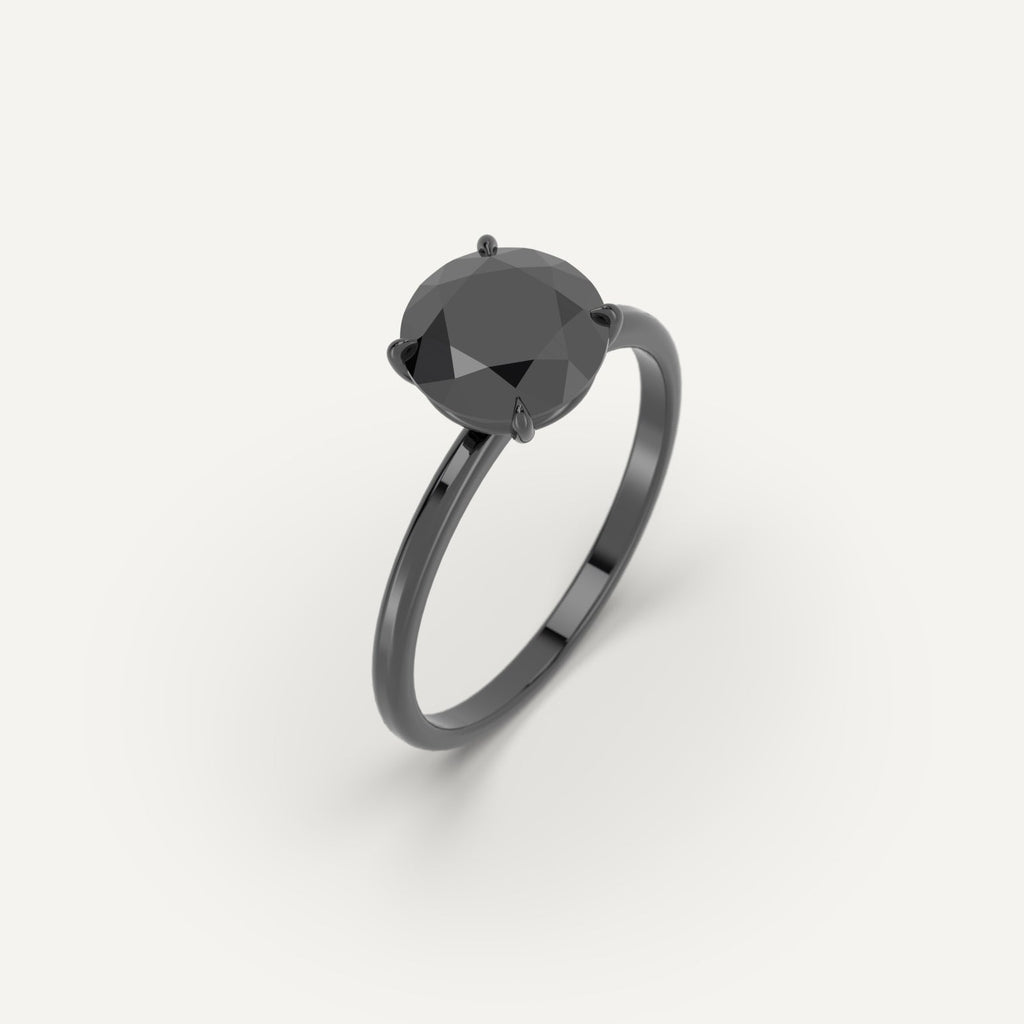 3D Printed 2 carat Round Cut Engagement Ring in White Gold Model Sample