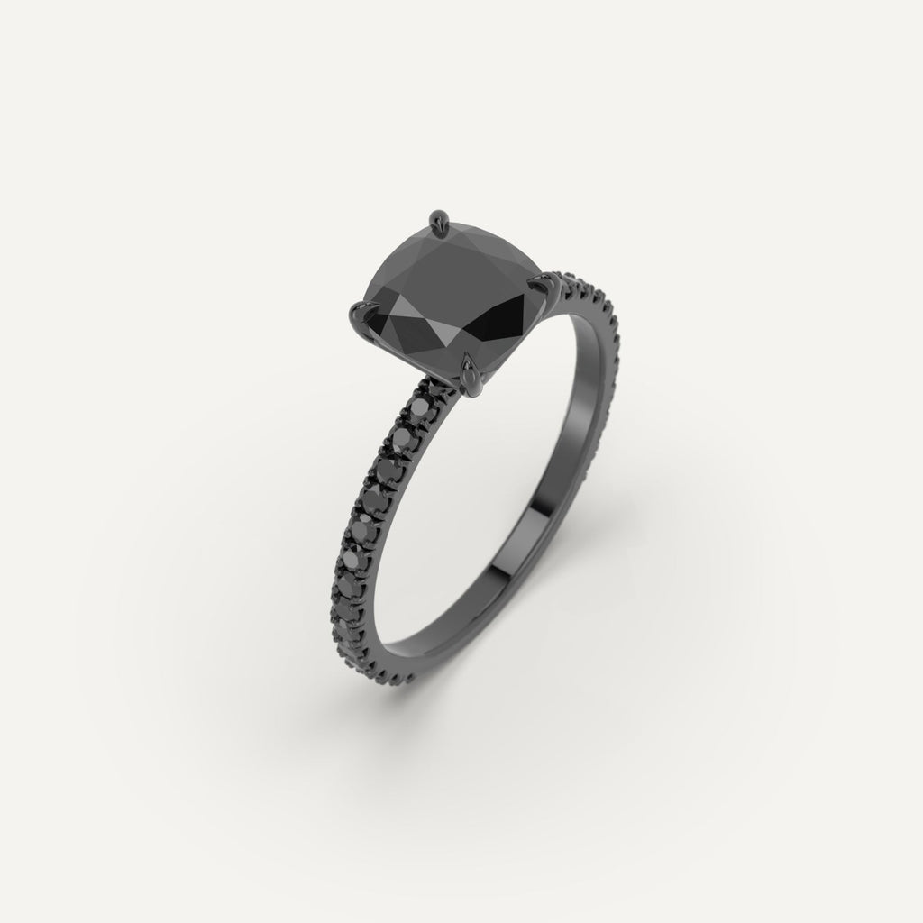 3D Printed 2 carat Cushion Cut Engagement Ring Model Sample