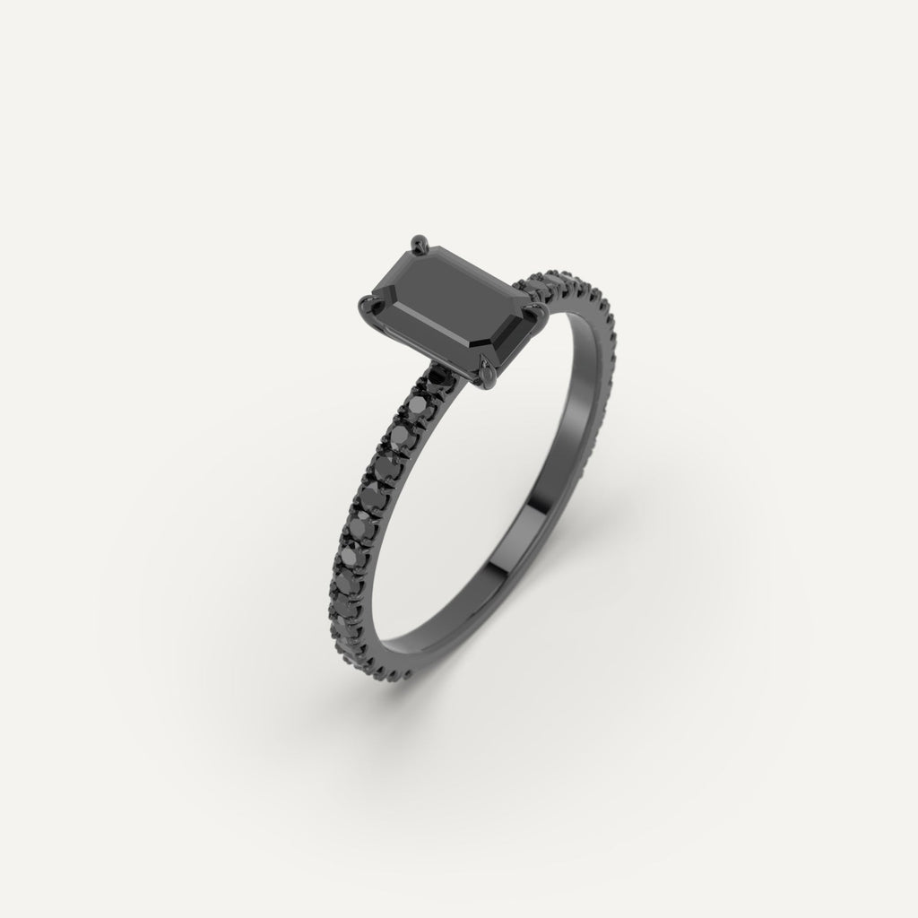 3D Printed 1 carat Emerald Cut Engagement Ring Model Sample