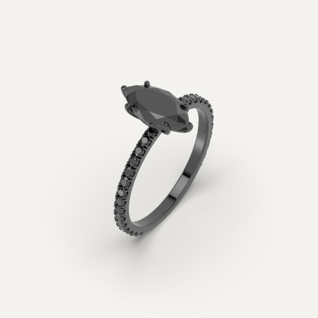 3D Printed 1 carat Marquise Cut Engagement Ring in Platinum Model Sample