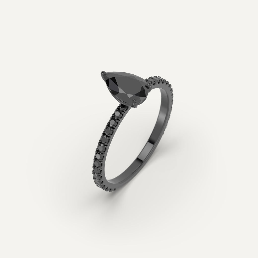 3D Printed 1 carat Pear Cut Engagement Ring in White Gold Model Sample