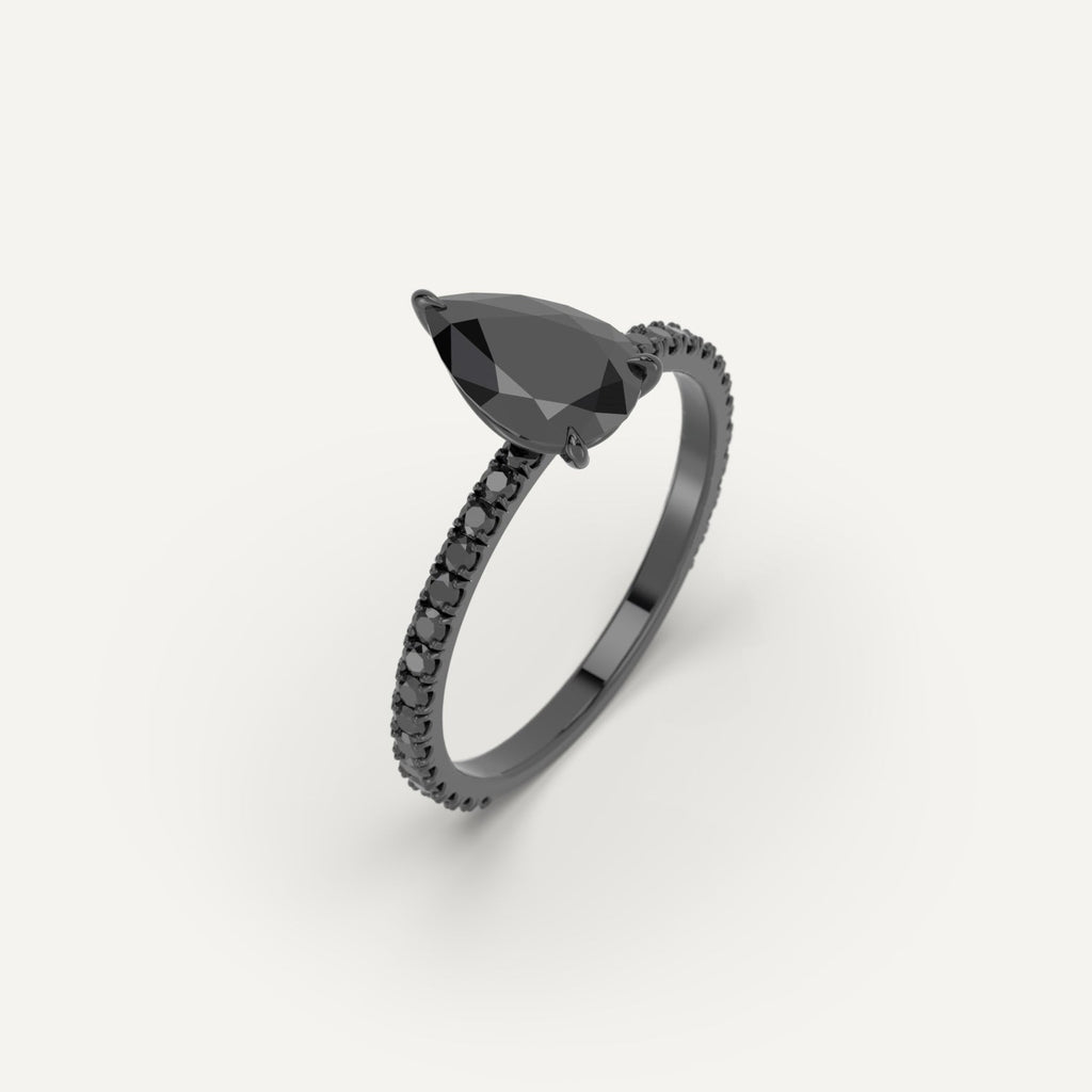 3D Printed 2 carat Pear Cut Engagement Ring in Platinum Model Sample