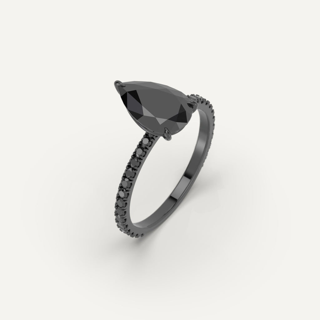 3D Printed 3 carat Pear Cut Engagement Ring in Yellow Gold Model Sample