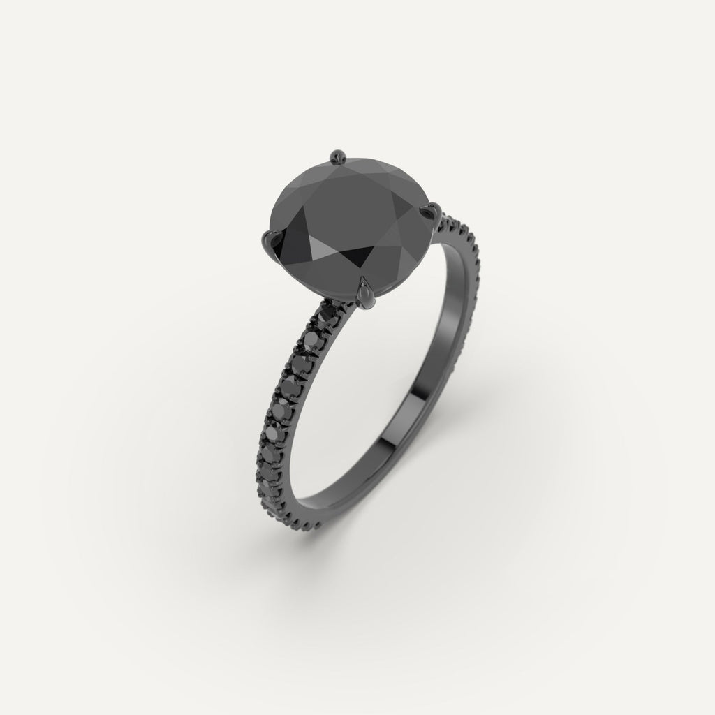 3D Printed 3 carat Round Cut Engagement Ring in White Gold Model Sample