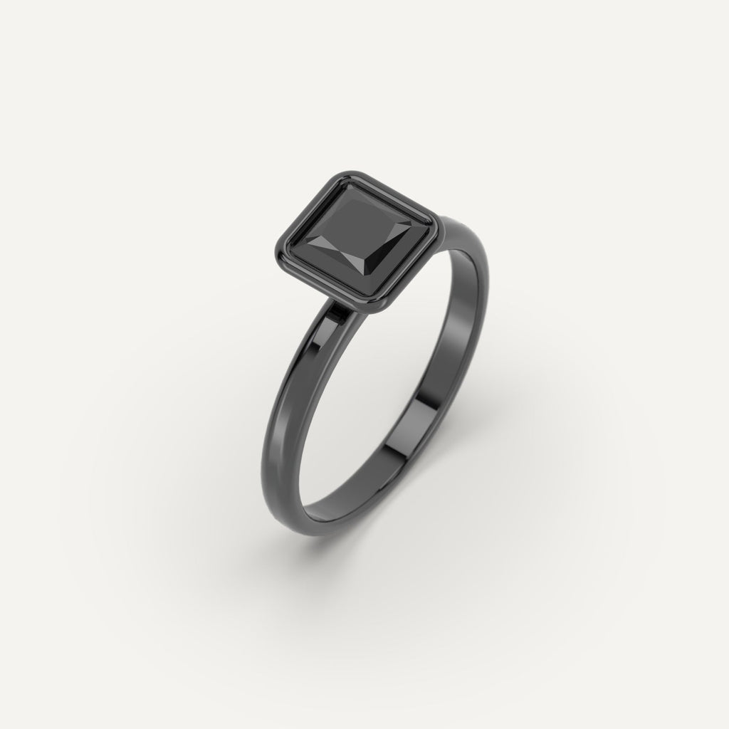 3D Printed 1 carat Princess Cut Engagement Ring Model Sample
